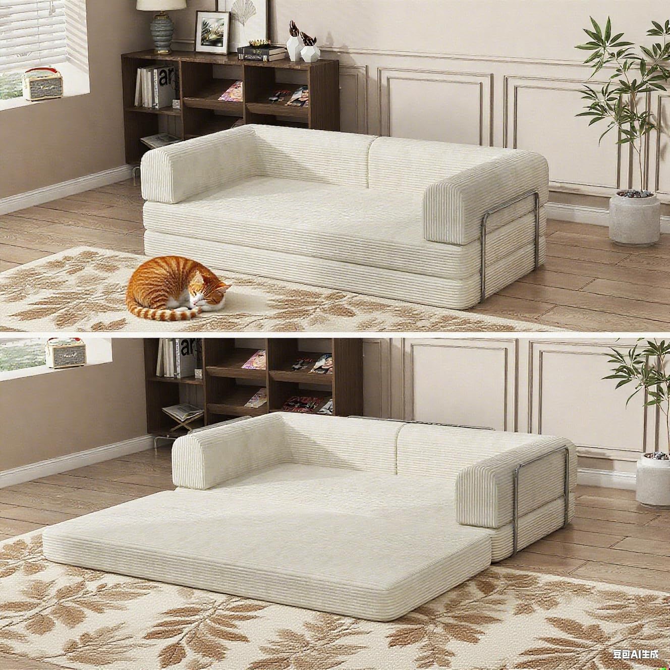 Cozy Sponge Convertible Sofa Bed, Measuring 72.83X37.4X27.56 inch, Ideal for Saving Space And Suitable for Living Rooms Or Guest Accommodations