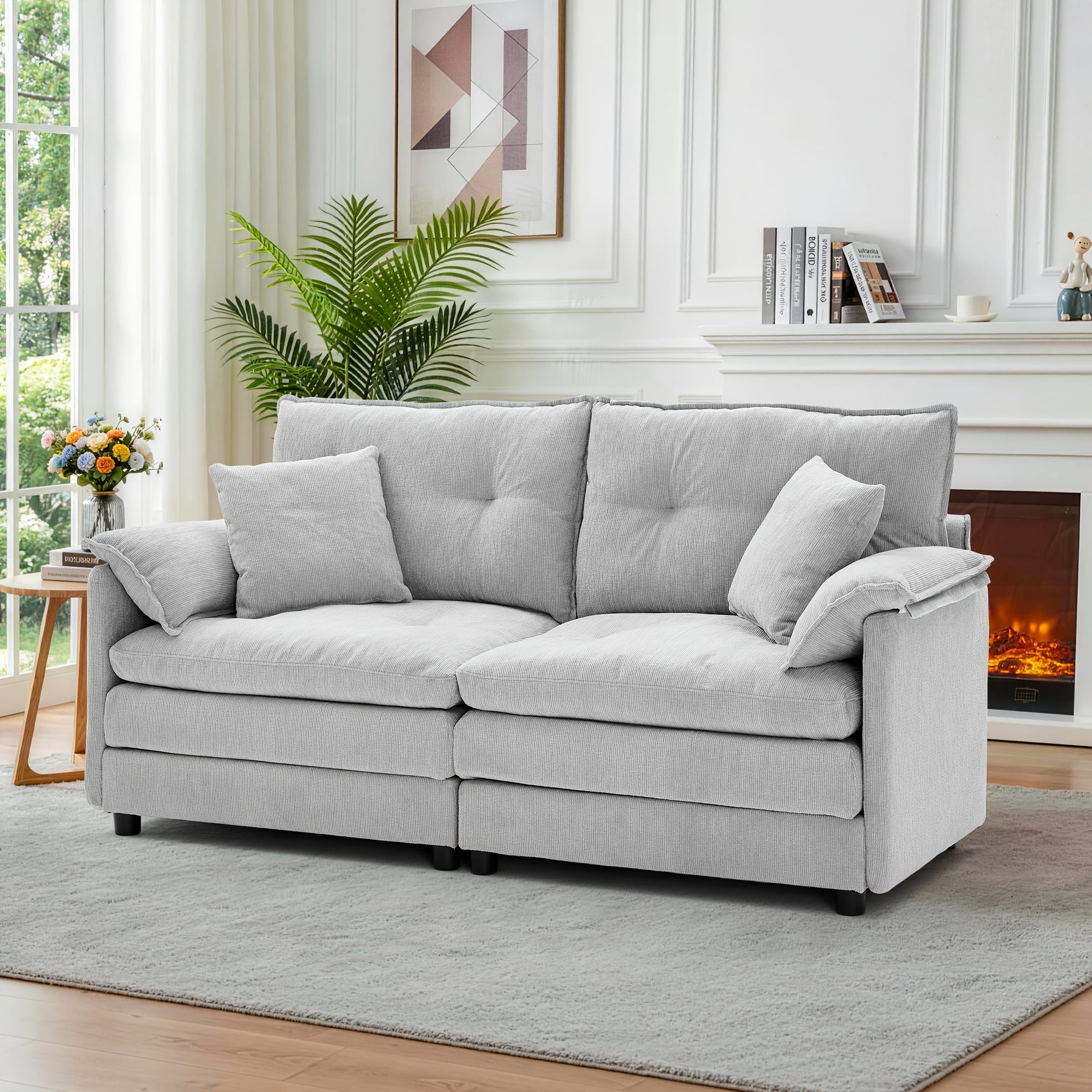 67.72-Inch Modern Two-Seater Sofa, Chenille Upholstered Comfortable Sofa, Suitable for Living Room, Bedroom, And Office, Modern Minimalist Furniture, Includes Soft Throw Pillows, Couch for Living Room