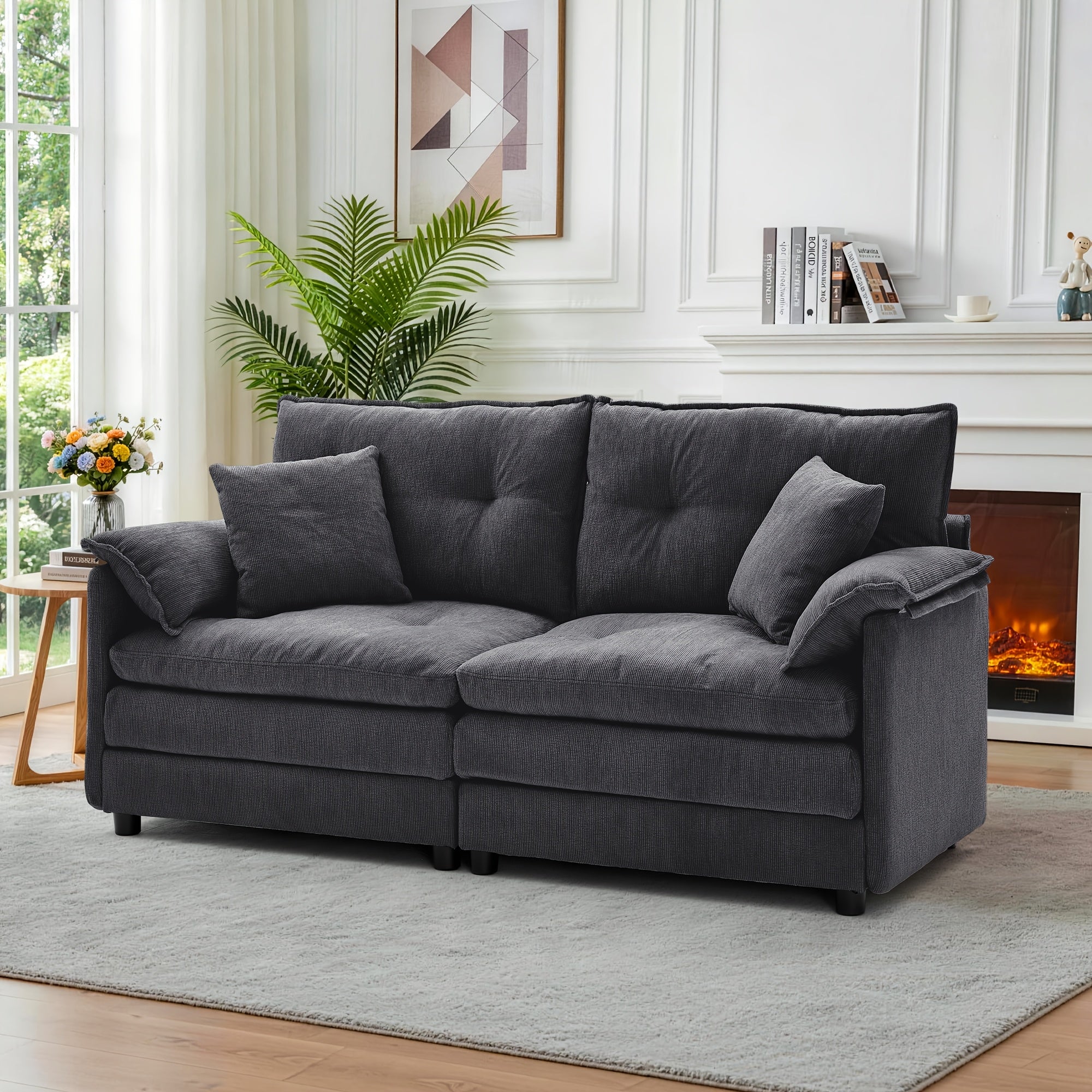 67.72-Inch Modern Two-Seater Sofa, Chenille Upholstered Comfortable Sofa, Suitable for Living Room, Bedroom, And Office, Modern Minimalist Furniture, Includes Soft Throw Pillows, Couch for Living Room