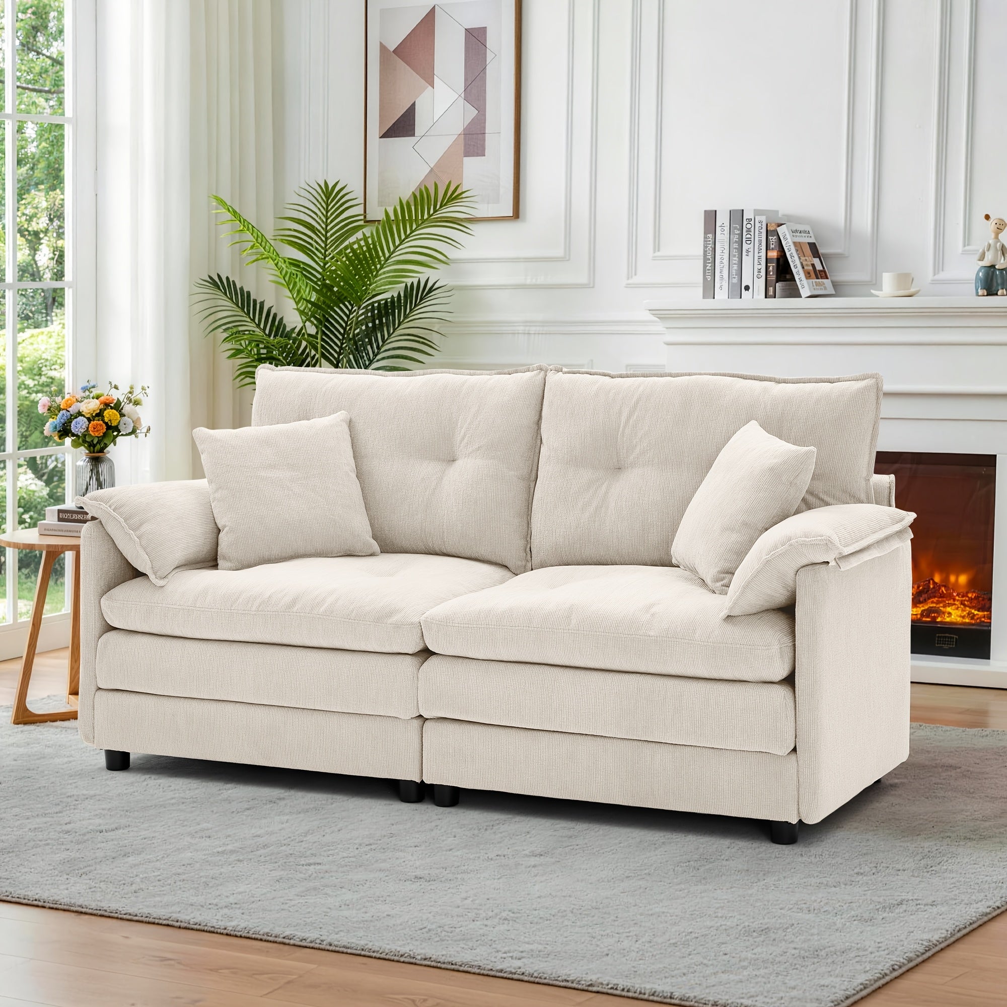 67.72-Inch Modern Two-Seater Sofa, Chenille Upholstered Comfortable Sofa, Suitable for Living Room, Bedroom, And Office, Modern Minimalist Furniture, Includes Soft Throw Pillows, Couch for Living Room