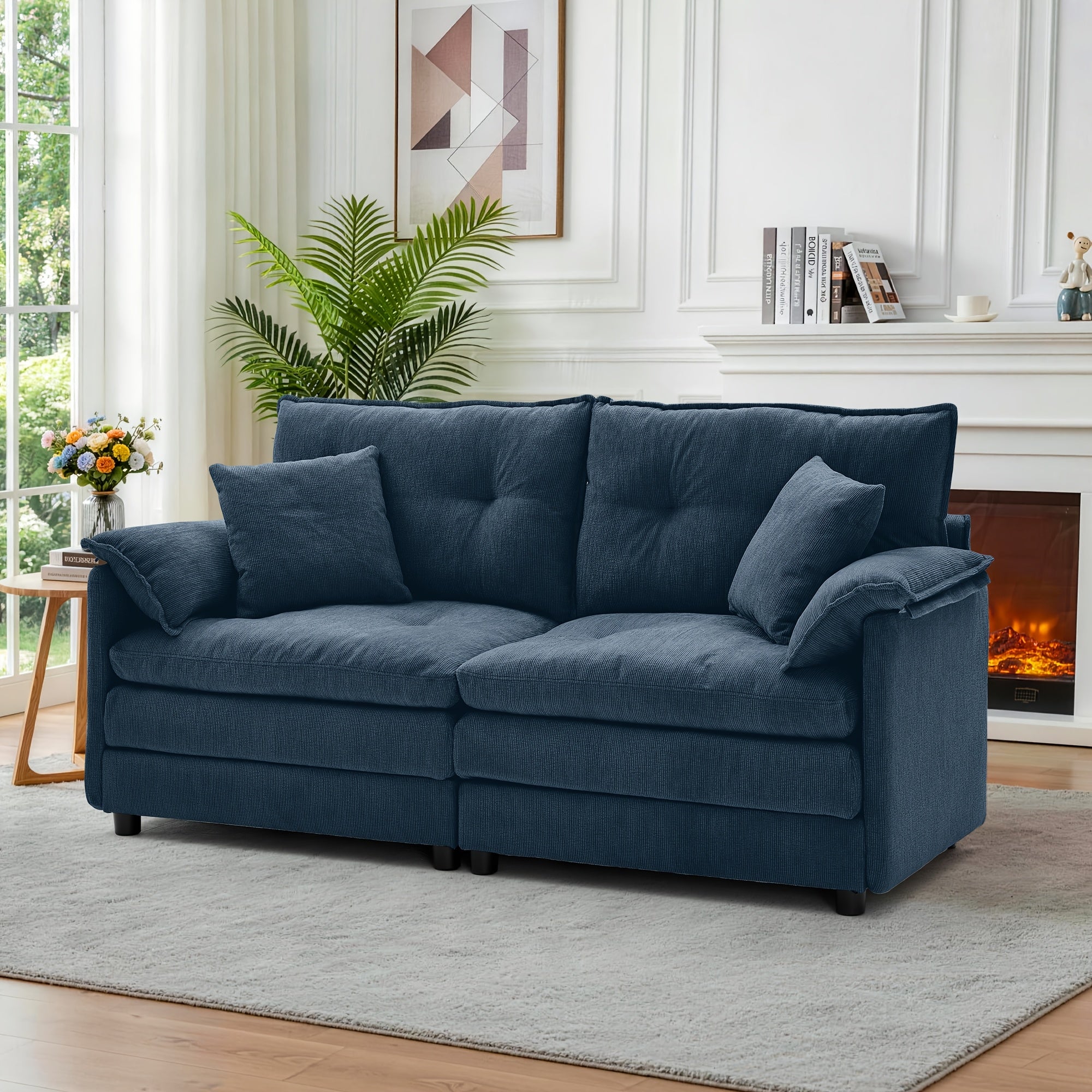 67.72-Inch Modern Two-Seater Sofa, Chenille Upholstered Comfortable Sofa, Suitable for Living Room, Bedroom, And Office, Modern Minimalist Furniture, Includes Soft Throw Pillows, Couch for Living Room